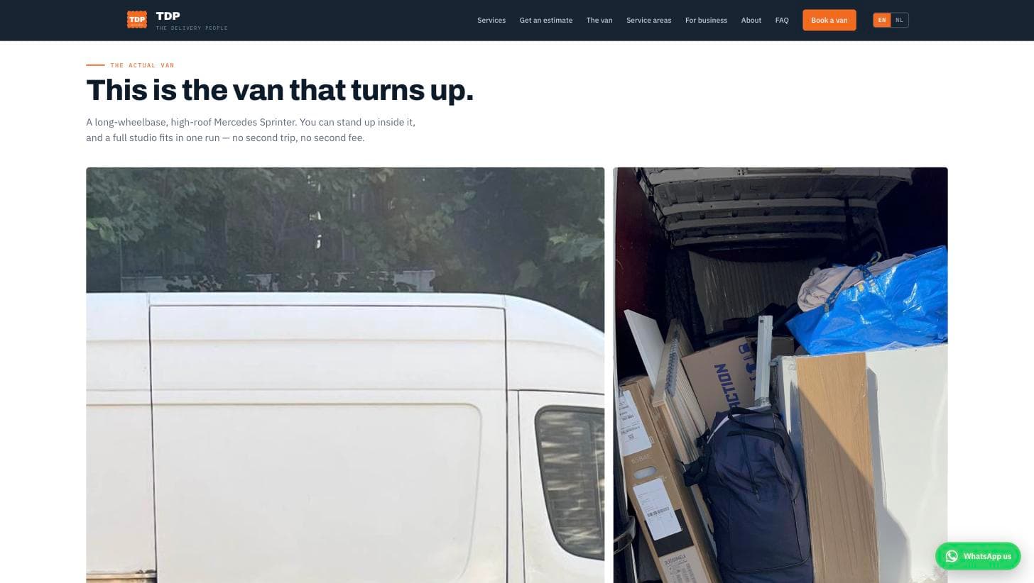 Photos of TDP's actual moving van and a loaded job